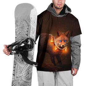 Накидка на куртку 3D с принтом Лисица с гирляндой в Тюмени, 100% полиэстер |  | fox | foxy | животное | звери | лиса | лисенок | лисичка | милая | рыжая | фокс