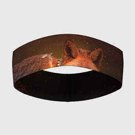 Повязка на голову 3D с принтом Лисица с гирляндой ,  |  | fox | foxy | животное | звери | лиса | лисенок | лисичка | милая | рыжая | фокс