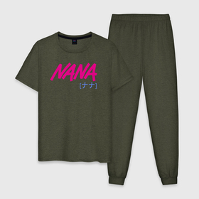 Мужская пижама хлопок с принтом NANA logo в Новосибирске, 100% хлопок | брюки и футболка прямого кроя, без карманов, на брюках мягкая резинка на поясе и по низу штанин
 | anime | manga | nana | аниме | манга | нана
