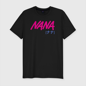Мужская футболка хлопок Slim с принтом NANA logo в Новосибирске, 92% хлопок, 8% лайкра | приталенный силуэт, круглый вырез ворота, длина до линии бедра, короткий рукав | anime | manga | nana | аниме | манга | нана