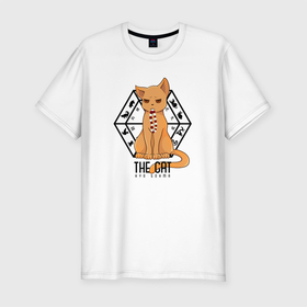 Мужская футболка хлопок Slim с принтом The Cat Kyo Sohma в Новосибирске, 92% хлопок, 8% лайкра | приталенный силуэт, круглый вырез ворота, длина до линии бедра, короткий рукав | akito | anime | cat | fruits basket | furuba | furuba reboot | god | honda | kyo | rat | sohma | the chinese zodiac | tohru | yuki | акито | аниме | бог | знаки зодиака | кё | китайский гороскоп | корзинка фруктов | мышь | сома | тору | фуруба | хонда | х