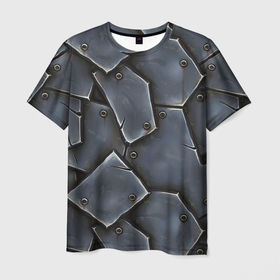 Мужская футболка 3D с принтом ЖЕЛЕЗНЫЕ ПЛИТЫ БРОНЯ , 100% полиэфир | прямой крой, круглый вырез горловины, длина до линии бедер | 3д плиты | steel | броня | доспехи | железные плиты | железо | защита | пуленепробиваемый.