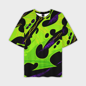 Мужская футболка oversize 3D с принтом Зеленая органика в Белгороде,  |  | geometry | hexagon | neon | texture | абстракция | геометрия | зеленый | кислота | неон | неоновый | пурпурный | текстура | фиолетовый | фон