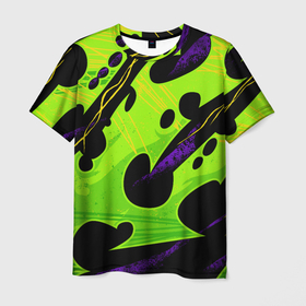 Мужская футболка 3D с принтом Зеленая органика , 100% полиэфир | прямой крой, круглый вырез горловины, длина до линии бедер | geometry | hexagon | neon | texture | абстракция | геометрия | зеленый | кислота | неон | неоновый | пурпурный | текстура | фиолетовый | фон