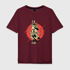 Мужская футболка хлопок Oversize с принтом Пёс призрак - путь самурая в Белгороде, 100% хлопок | свободный крой, круглый ворот, “спинка” длиннее передней части | Тематика изображения на принте: art | cyberpunk samurai | dog | ninja | oni | ronin | samurai | shogun | арт | капли краски | киберпанк самурай | мерч | пёсик | прикол | путь воина | ронин | сёгун | собака самурай | собачка | токио | харакири | черный самурай