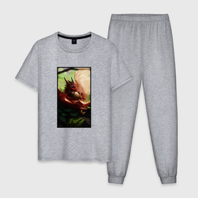 Мужская пижама хлопок с принтом Дракоша в Белгороде, 100% хлопок | брюки и футболка прямого кроя, без карманов, на брюках мягкая резинка на поясе и по низу штанин
 | дракон | милые звери | мифические существа