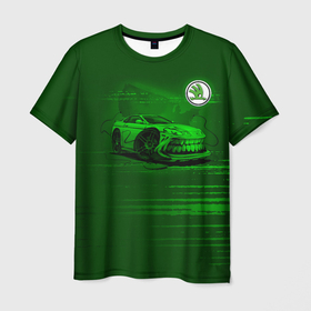 Мужская футболка 3D с принтом Skoda в Тюмени, 100% полиэфир | прямой крой, круглый вырез горловины, длина до линии бедер | auto | drift | skoda | sport | авто | автомобили | автомобиль | автомобильные | бренд | внедорожники | дрифт | легковые | марка | спорт | шкода