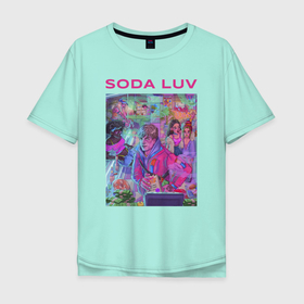 Мужская футболка хлопок Oversize с принтом SODA LUV в Тюмени, 100% хлопок | свободный крой, круглый ворот, “спинка” длиннее передней части | luv | melon | music | soda | sodaluv | бигасс | коми | лав | лого | лув | мелон | сода