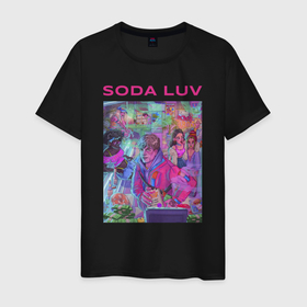Мужская футболка хлопок с принтом SODA LUV в Екатеринбурге, 100% хлопок | прямой крой, круглый вырез горловины, длина до линии бедер, слегка спущенное плечо. | luv | melon | music | soda | sodaluv | бигасс | коми | лав | лого | лув | мелон | сода