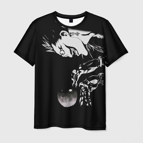 Мужская футболка 3D с принтом Рюк и яблоко  Death Note в Белгороде, 100% полиэфир | прямой крой, круглый вырез горловины, длина до линии бедер | anime | death note | death note type | l | tegunvteg | аниме | деад нот | деад ноте | игра | лайт ягами | лого | логотип | персонаж | рюк