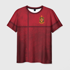 Мужская футболка 3D+ с принтом форма домашняя сборной Испании в Курске, 100% микрофибра | круглый вырез горловины, длина до линии бедер | 2021 | championship | cup | dzyuba | russia | world | европы | испания | мира | мундиаль | форма | футбол | чемпионат