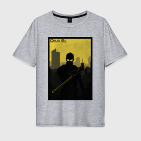 Мужская футболка хлопок Oversize с принтом Deus Ex MD , 100% хлопок | свободный крой, круглый ворот, “спинка” длиннее передней части | cyberpunk | deus ex | game | games | адам дженсен | будущее | деус екс | деус экс | игра | игры | киберпанк