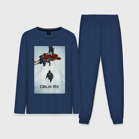 Мужская пижама с лонгсливом хлопок с принтом Deus Police ,  |  | cyberpunk | deus ex | game | games | адам дженсен | будущее | деус екс | деус экс | игра | игры | киберпанк