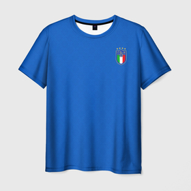 Мужская футболка 3D с принтом форма сборной Италии в Новосибирске, 100% полиэфир | прямой крой, круглый вырез горловины, длина до линии бедер | 2021 | championship | cup | dzyuba | russia | world | европы | италия | мира | мундиаль | форма | футбол | чемпионат