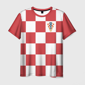 Мужская футболка 3D+ с принтом Форма Сборной Хорватии (дом) в Санкт-Петербурге, 100% микрофибра | круглый вырез горловины, длина до линии бедер | сборная хорватии | сборная хорватии по футболу | форма | футбол | футболисты | футбольная сборная | футбольная форма | хорватия