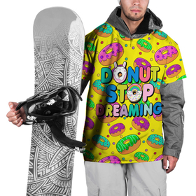 Накидка на куртку 3D с принтом DONUTS в Кировске, 100% полиэстер |  | candys | children | donut | dreaming | food | rainbow | stop | вкусняшки | детские | еда | желтый | крем | мечты | надписи | пончики | сладости | текстуры
