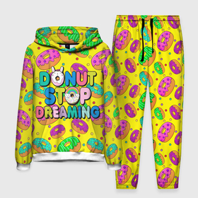 Мужской костюм 3D (с толстовкой) с принтом DONUTS в Петрозаводске,  |  | Тематика изображения на принте: candys | children | donut | dreaming | food | rainbow | stop | вкусняшки | детские | еда | желтый | крем | мечты | надписи | пончики | сладости | текстуры