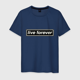 Мужская футболка хлопок с принтом Oasis в Курске, 100% хлопок | прямой крой, круглый вырез горловины, длина до линии бедер, слегка спущенное плечо. | live forever | oasis | жить вечно | музыка | оазис | рок