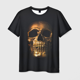 Мужская футболка 3D с принтом Golden Skull в Белгороде, 100% полиэфир | прямой крой, круглый вырез горловины, длина до линии бедер | Тематика изображения на принте: golden | midas | skull | иллюстрация | черепа