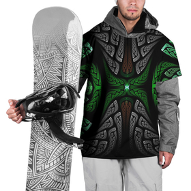 Накидка на куртку 3D с принтом Серо-Зеленые Узоры в Кировске, 100% полиэстер |  | Тематика изображения на принте: зеленый | крутой рисунок | серый | узор