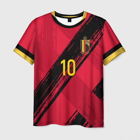 Мужская футболка 3D+ с принтом Бельгия домашняя форма Азар , 100% микрофибра | круглый вырез горловины, длина до линии бедер | belgium | champion | championship | euro | uefa | азар | евро | уефа | футбол | чемпион европы
