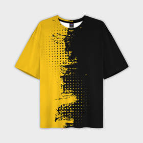 Мужская футболка oversize 3D с принтом Черно желтый гранж в Новосибирске,  |  | abstract | geometry | geometry stripes | grunge | texture | абстракция | брызги | геометрические полосы | геометрия | гранж | кляксы | краска | текстура | урбан | черно желтый