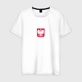 Мужская футболка хлопок с принтом Польша форма домашняя , 100% хлопок | прямой крой, круглый вырез горловины, длина до линии бедер, слегка спущенное плечо. | football | польша | польша футбол | футбол | футбольный клуб | футбольшый клуб польши