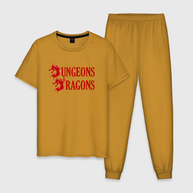 Мужская пижама хлопок с принтом Dungeons and Dragons | Драконы в Новосибирске, 100% хлопок | брюки и футболка прямого кроя, без карманов, на брюках мягкая резинка на поясе и по низу штанин
 | dd | dragon | dungeons and dragons | днд | дракон | драконы | подземелья и драконы