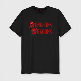Мужская футболка хлопок Slim с принтом Dungeons and Dragons | Драконы в Петрозаводске, 92% хлопок, 8% лайкра | приталенный силуэт, круглый вырез ворота, длина до линии бедра, короткий рукав | dd | dragon | dungeons and dragons | днд | дракон | драконы | подземелья и драконы
