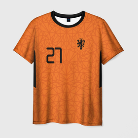 Мужская футболка 3D+ с принтом Нидерланды домашняя форма. Де Йонг , 100% микрофибра | круглый вырез горловины, длина до линии бедер | champion | championship | euro | netherlands | uefa | атрибутика | де йонг | домашняя | евро | нидерланды | уефа | фанатская | форма | футбол | чемпион европы