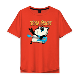 Мужская футболка хлопок Oversize с принтом Фил You Rock в Тюмени, 100% хлопок | свободный крой, круглый ворот, “спинка” длиннее передней части | stickers | гитары | животные | милые | надписи | пушистые | рок