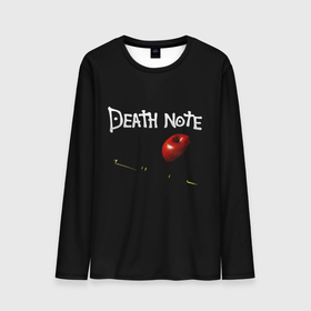 Мужской лонгслив 3D с принтом Death Note яблоко и ручка в Курске, 100% полиэстер | длинные рукава, круглый вырез горловины, полуприлегающий силуэт | anime | death note | death note type | l | tegunvteg | аниме | деад нот | деад ноте | игра | лайт ягами | персонаж | рюк