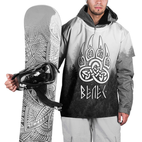 Накидка на куртку 3D с принтом ВЕЛЕС туманный лес в Белгороде, 100% полиэстер |  | бог | велес | лапа | лес | оберег | россия | славяне | славянская культура | славянская символика | славянские | туманный лес
