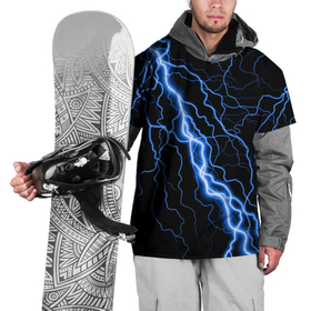 Накидка на куртку 3D с принтом ГОЛУБАЯ МОЛНИЯ  ГРОЗА в Курске, 100% полиэстер |  | neon | tegunvteg | гремит | гроза | молния | небо | неон | ночь | сверкает