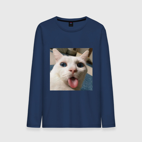 Мужской лонгслив хлопок с принтом Мем про кота в Новосибирске, 100% хлопок |  | белый киса | кашель | кот | мем | мерзость | милый | прикол | эмоции