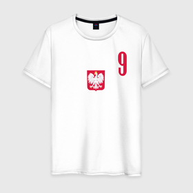 Мужская футболка хлопок с принтом Lewandowski 9 в Санкт-Петербурге, 100% хлопок | прямой крой, круглый вырез горловины, длина до линии бедер, слегка спущенное плечо. | football | польша | польша футбол | футбол | футбольный клуб | футбольшый клуб польши