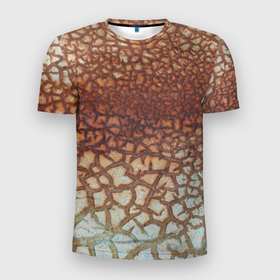 Мужская футболка 3D спортивная с принтом Пустынные Трещины в Петрозаводске, 100% полиэстер с улучшенными характеристиками | приталенный силуэт, круглая горловина, широкие плечи, сужается к линии бедра | линии | лучшее | полосы | природа | пустыня | топ | тренды | трещины