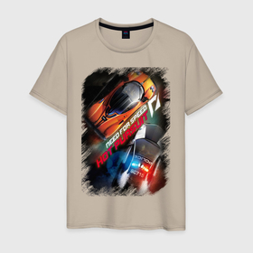 Мужская футболка хлопок с принтом Need for Speed Hot Pursuit в Екатеринбурге, 100% хлопок | прямой крой, круглый вырез горловины, длина до линии бедер, слегка спущенное плечо. | hot pursuit | need for speed hot pursuit | nfs | nfs2010. | нфс