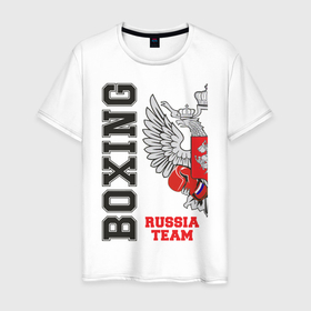 Мужская футболка хлопок с принтом Boxing Russia (двухсторонняя) , 100% хлопок | прямой крой, круглый вырез горловины, длина до линии бедер, слегка спущенное плечо. | boxer | boxing | russia team | бокс | боксер | сборная россии | тайский бокс