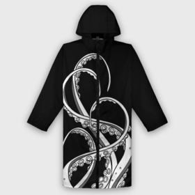 Дождевик унисекс 3D с принтом Octopus Black and White в городе Новоалтайск,  |  | fish | kraken | ocean spirit | octopus | sea | summer | вода | водный мир | животные | зверь | кальмар | кракен | лето | монстр | море | морская живность | морские обитатели | осьминог | отпуск | рыба | черно белый | чуд