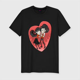 Мужская футболка хлопок Slim с принтом Любовь Виллсона в Ухте, 92% хлопок, 8% лайкра | приталенный силуэт, круглый вырез ворота, длина до линии бедра, короткий рукав | animation | dont starve | dont starve together | game | games | mult | survive | выживалка | выживание | донт старв | игра | игры | мульт | не голодай | не голодайка