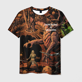 Мужская футболка 3D с принтом Dungeons and Dragons | Схватка в Курске, 100% полиэфир | прямой крой, круглый вырез горловины, длина до линии бедер | dd | dragon | dungeons and dragons | днд | дракон | драконы | подземелья и драконы