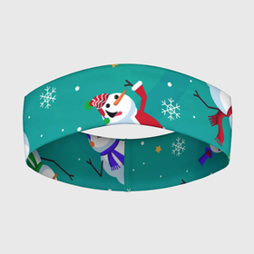 Повязка на голову 3D с принтом РазНые Снеговики в Екатеринбурге,  |  | зима | новый год | разное | снеговики | снежинки