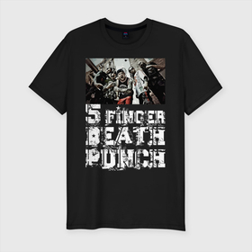 Мужская футболка хлопок Slim с принтом Five Finger Death Punch , 92% хлопок, 8% лайкра | приталенный силуэт, круглый вырез ворота, длина до линии бедра, короткий рукав | groove metal | group | rock | грув металл | группа | рок