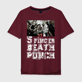 Мужская футболка хлопок Oversize с принтом Five Finger Death Punch в Кировске, 100% хлопок | свободный крой, круглый ворот, “спинка” длиннее передней части | groove metal | group | rock | грув металл | группа | рок