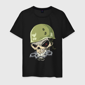 Мужская футболка хлопок с принтом Five Finger Death Punch , 100% хлопок | прямой крой, круглый вырез горловины, длина до линии бедер, слегка спущенное плечо. | fangs | groove metal | group | helmet | jaw | rock | грув металл | группа | клыки | пасть | рок | череп | шлем
