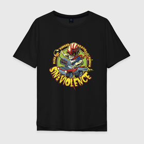 Мужская футболка хлопок Oversize с принтом Five Finger Death Punch в Санкт-Петербурге, 100% хлопок | свободный крой, круглый ворот, “спинка” длиннее передней части | Тематика изображения на принте: car | groove metal | group | rock | автомобиль | грув металл | группа | рок