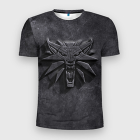 Мужская футболка 3D Slim с принтом THE WITCHER КАМЕНЬ ЛОГО в Новосибирске, 100% полиэстер с улучшенными характеристиками | приталенный силуэт, круглая горловина, широкие плечи, сужается к линии бедра | tegunvteg | the witcher | ведьмак | зе витчер | игра | лого | логотип