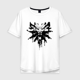 Мужская футболка хлопок Oversize с принтом The Witcher подтеки лого в Новосибирске, 100% хлопок | свободный крой, круглый ворот, “спинка” длиннее передней части | tegunvteg | the witcher | ведьмак | зе витчер | игра | лого | логотип