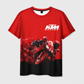 Мужская футболка 3D с принтом KTM MOTORCYCLES / КТМ МОТОЦИКЛ в Белгороде, 100% полиэфир | прямой крой, круглый вырез горловины, длина до линии бедер | ktm | ktm duke | motorcycle. | байк | байкер | ктм | ктм дюк | мотоспорт | мототехника | мотоцикл | мотоциклист | скутер